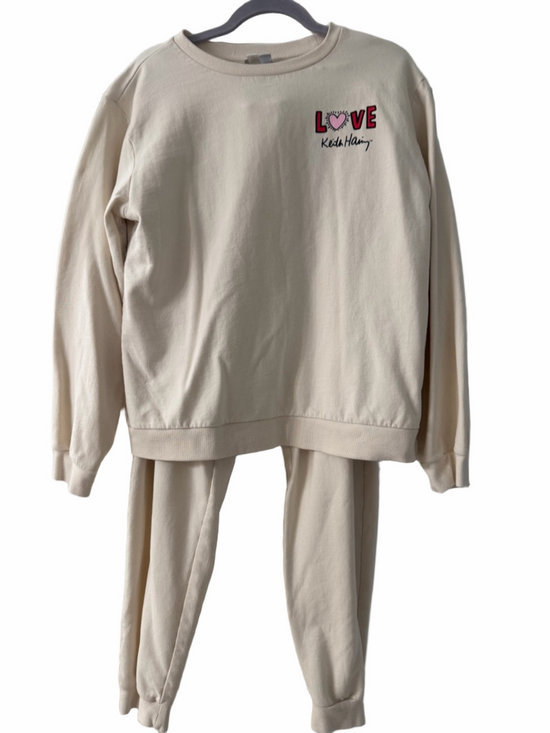 keith haring Tops - Keith Haring LOVE Cream Sweatshirt Jogger Set M EUC Lounge Co-Ord